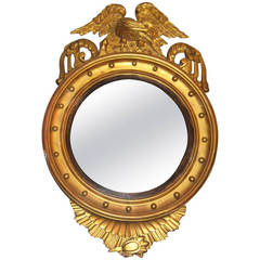 Federal Carved Gilt-Wood Convex Bullseye Mirror