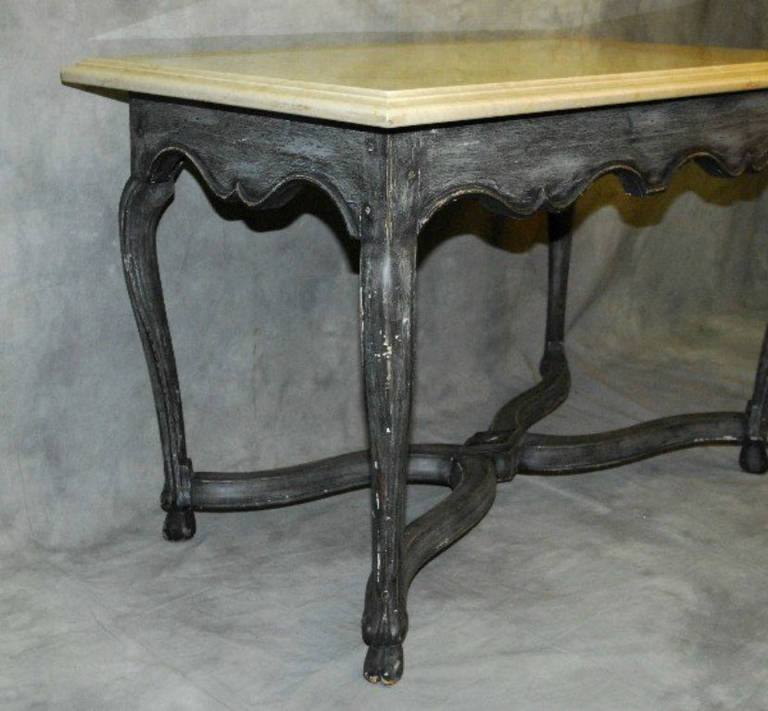 Country Provincial Carved and Painted Marble Top Center Table