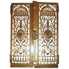 Antique Fabulous pair of 19th c. Signed Bronze Window Shutters