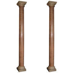 Large Pair of Antique Architectural Porphyry Marble Doric Columns