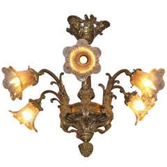Six-Light Bronze Chandelier