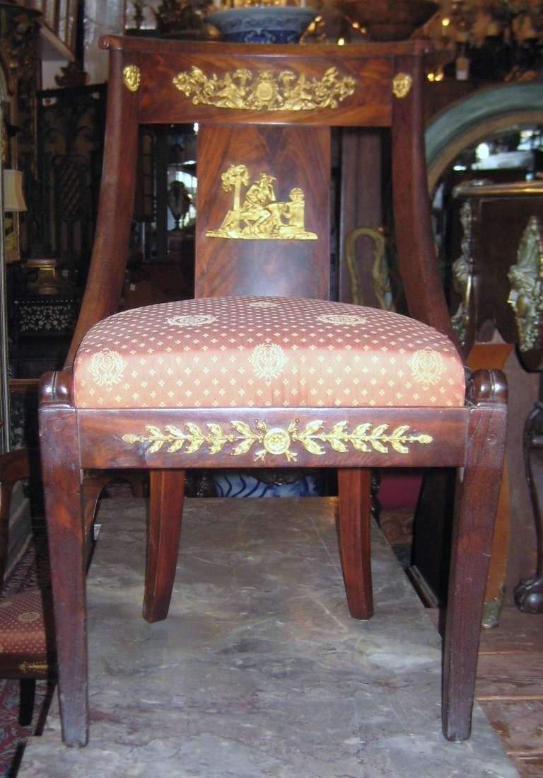 Two 19th c. French Empire Bronze-mounted Mahogany Chairs (EG13/14) In Good Condition In Miami, FL