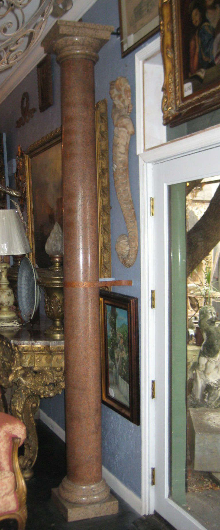 Large Pair of Antique Architectural Porphyry Marble Doric Columns