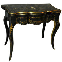 19th Century Napoleon III Ebonized and Mother-of-Pearl Inlaid Game Table 19th Century Napoleon III Ebonized and Mother-of-Pearl Inlaid Game Table