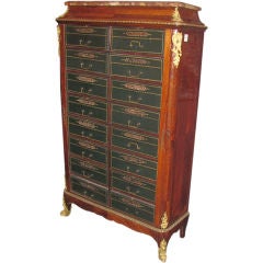 19th c. Louis XV Bronze Mounted Marble-Top 16 drawer Cartonnier (F490)