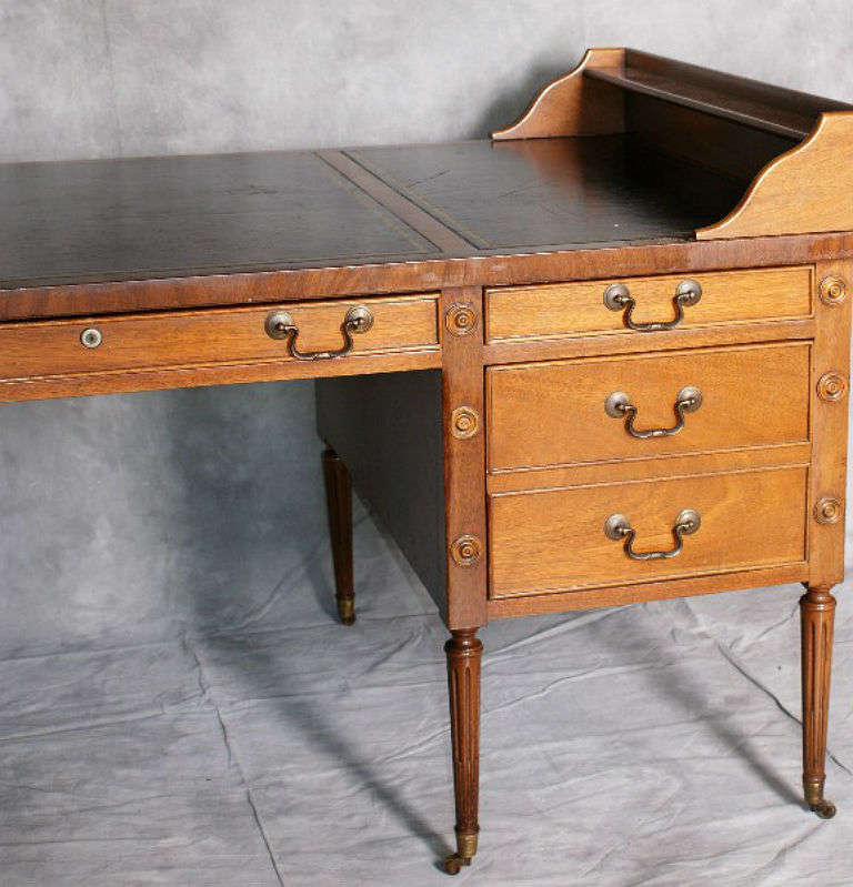 Primitive Martha Washington style Mahogany leather top desk