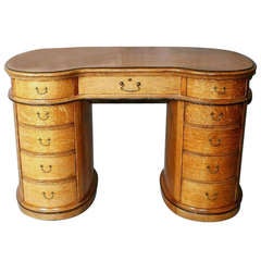 Antique Oak Kidney Shape Desk