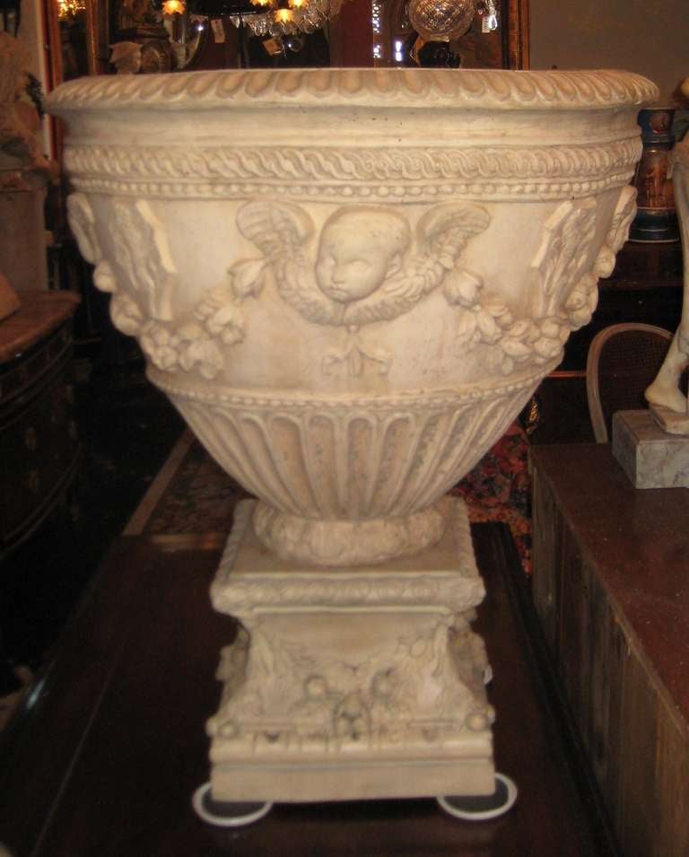 Large French Terracotta Jardinière and pedestal.