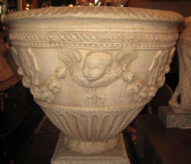 Neoclassical Large 19th Century French Terracotta Jardinière and Pedestal