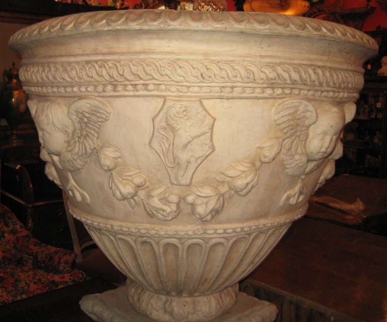 Large 19th Century French Terracotta Jardinière and Pedestal In Good Condition In Miami, FL