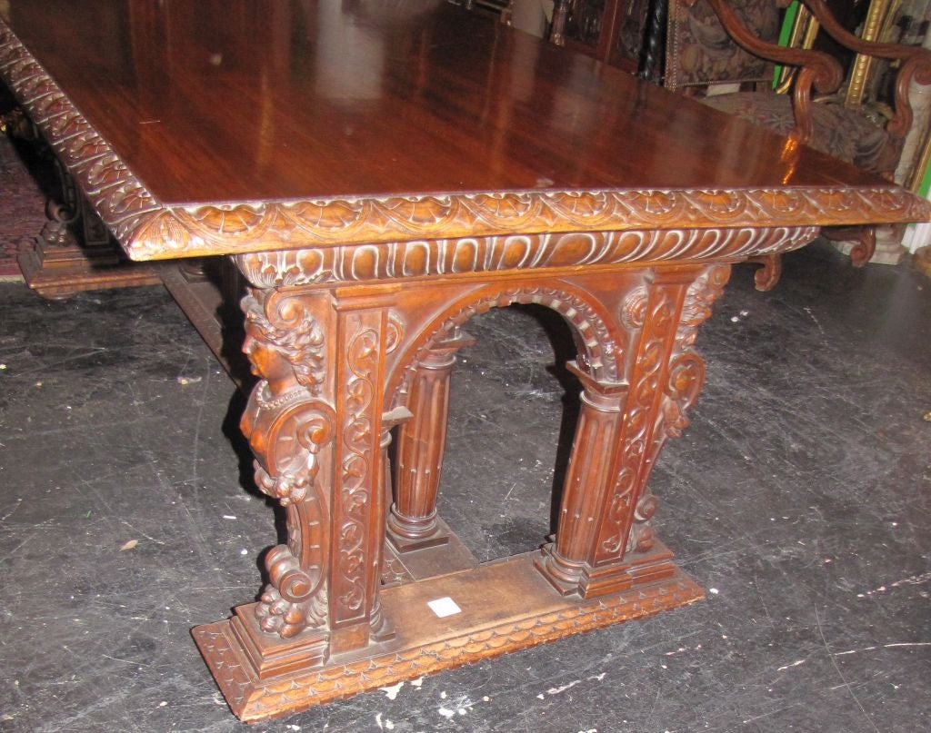 19th Century Italian Carved Walnut Table
