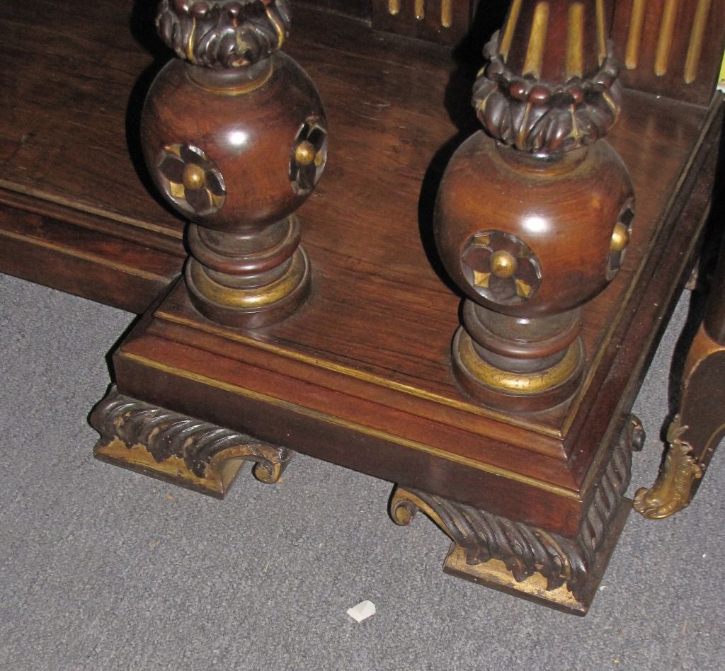 Spanish 19th Century Carved Walnut Pier Mirror and Console with Label For Sale