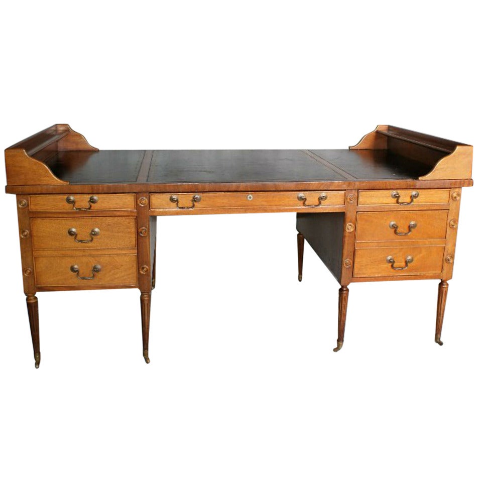 Martha Washington style Mahogany leather top desk