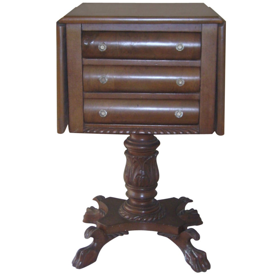 Classical Mahogany Drop Side Work Table 'Anthony Quervelle' For Sale