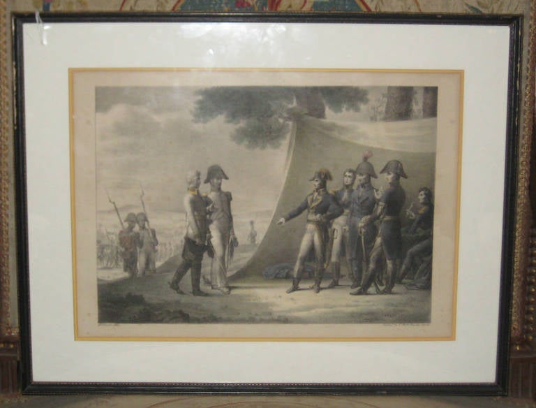 Rare Napoleon hand-colored lithograph by Frenchman Charles [Etienne Pierre] Motte (1785-1836) after Weber. Framed: 16.25