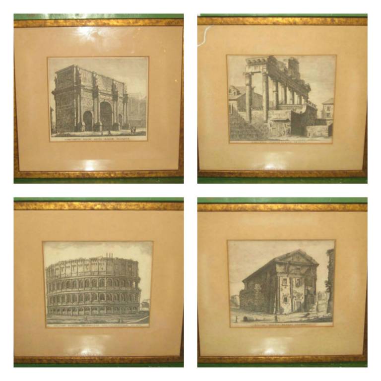 Four architectural engravings after Giovanni Battista Piranesi (1720-1778). Framed: 10 1/8