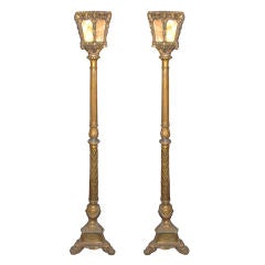 Pair of Renaissance Revival Style Wood Torchiers