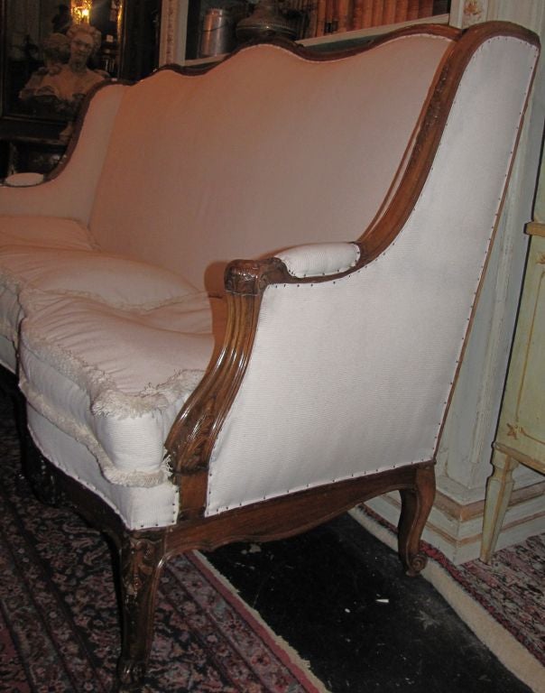 French 19th Century Louis XV Carved Wood Canape For Sale