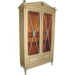 Antique Continental Neoclassical Style Parcel Gilt and Painted Cabinet (N75)