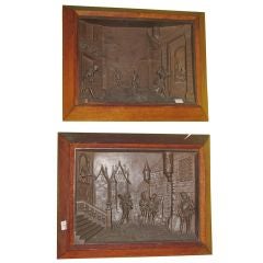 Pair of 19th Century French Iron Relief Decorated Plaques