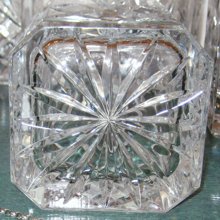 Other Five Crystal Decanters & Stoppers with Pewter Liquor Labels