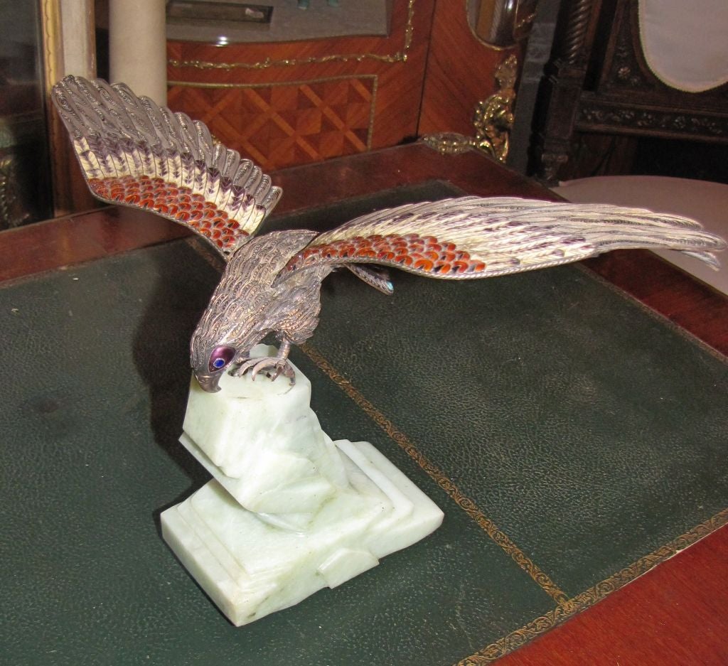 Asprey Sterling Silver & Enamel Eagle