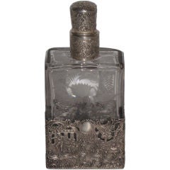 Black Starr & Frost Sterling Silver and Etched Glass Decanter