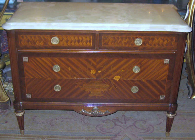 Louis XVI Parquetry and Marquetry Inlaid Commode