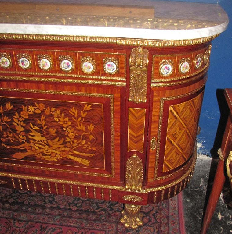French Empire Style Bronze & Porcelain Mounted Buffet