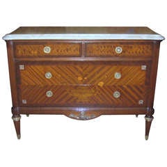 Vintage Louis XVI Parquetry and Marquetry Inlaid Commode