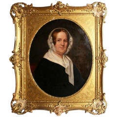 Early 19th c. American School Portrait Painting of a Woman