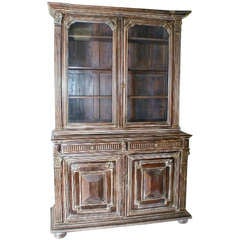 Continental Carved and Painted Two-Piece Cabinet
