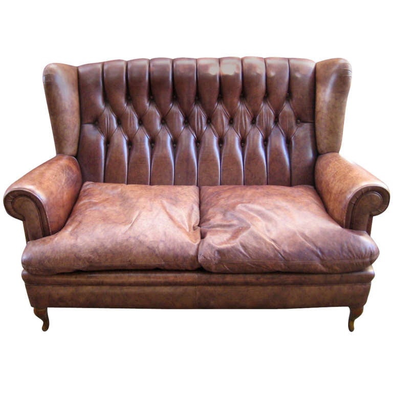English Leather Pub Sofa at 1stdibs