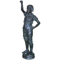 19th Century Bronze Figure of a Boy In the Manner of Adolphe Jean Lavergne