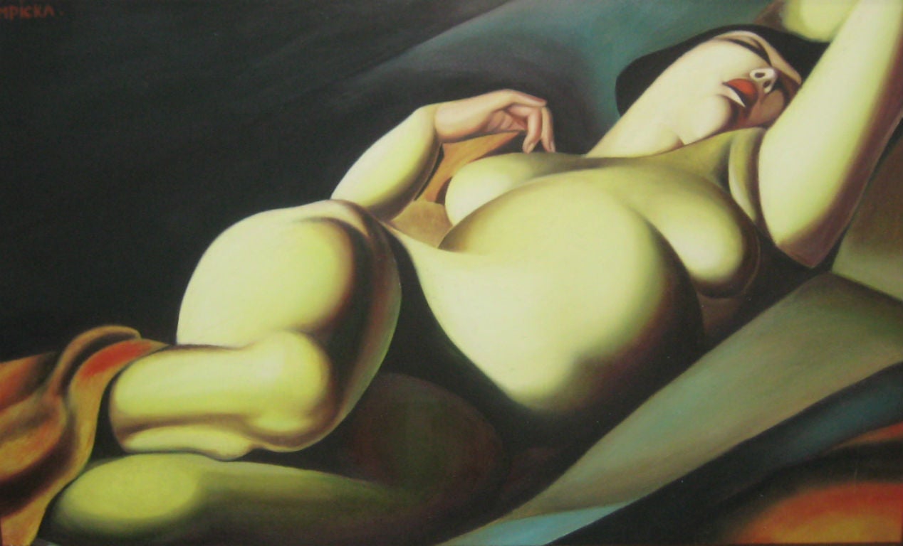 Polish Oil on Canvas, Portrait of a Nude Woman