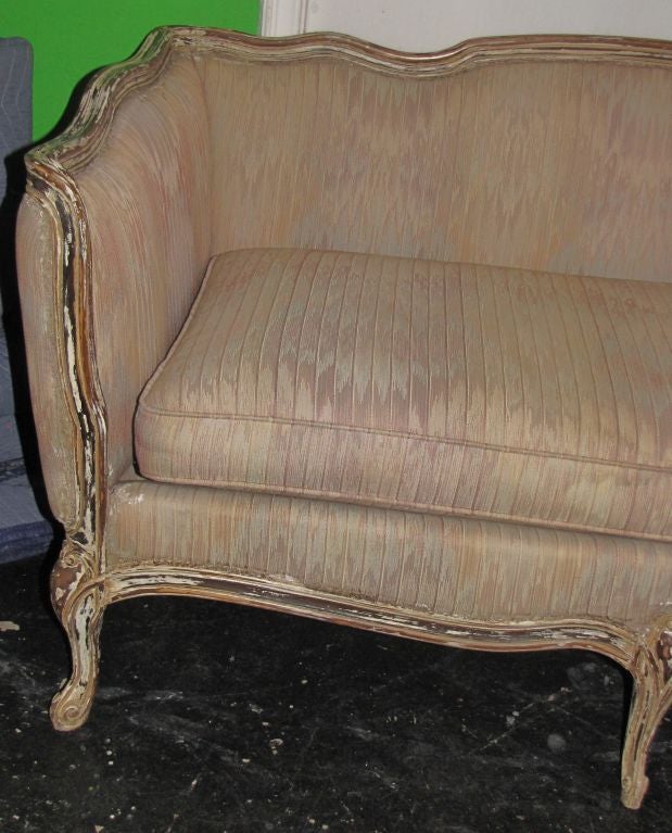 Louis XV style carved and painted settee