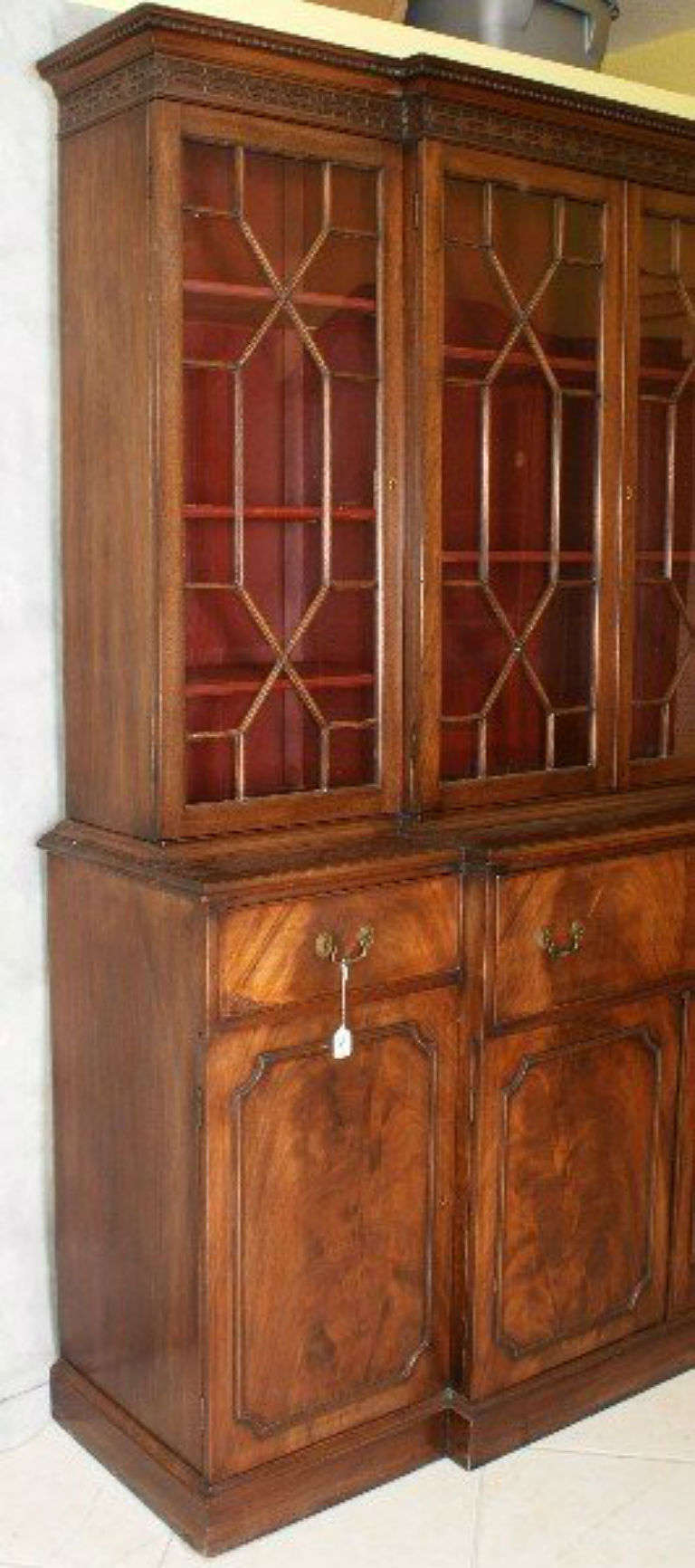 American Chippendale Mahogany Breakfront Secretary