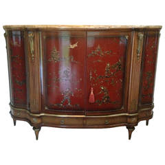 Vintage Louis XVI Chinoiserie Decorated Bronze-Mounted Cabinet