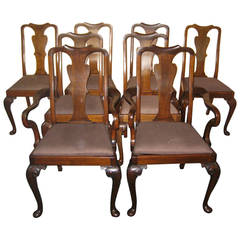 Antique Set of Eight Queen Anne Mahogany Dining Chairs