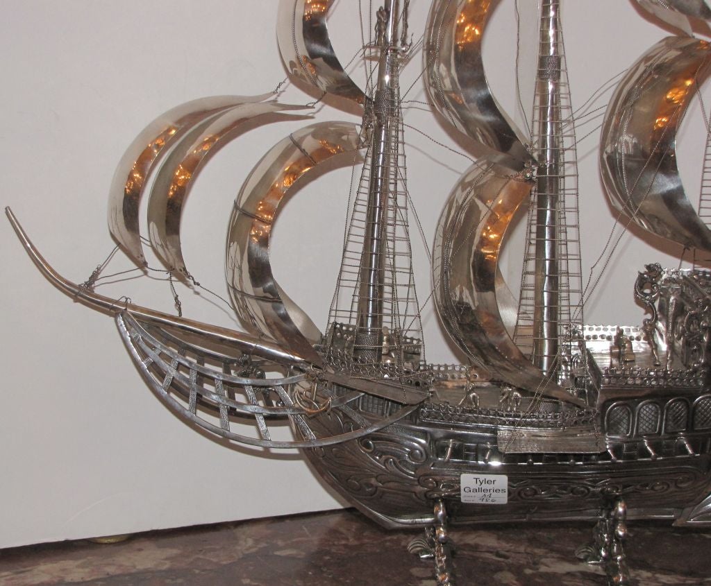 Spanish Large Silver Ship Model (Nef)