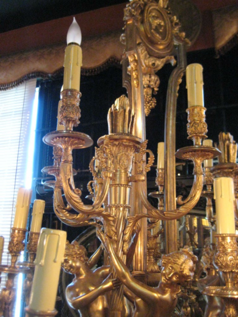 French An Important Palace Size Dore Bronze Chandelier by F. Barbedienne