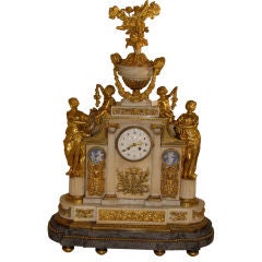 Bronze and Marble Sculptural Mantle Clock
