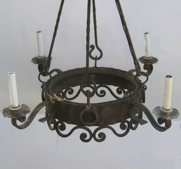 Baroque Continental Iron Four-Light Chandelier For Sale