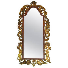 Antique Southeast Asian Gilt-wood and Jeweled Mirror