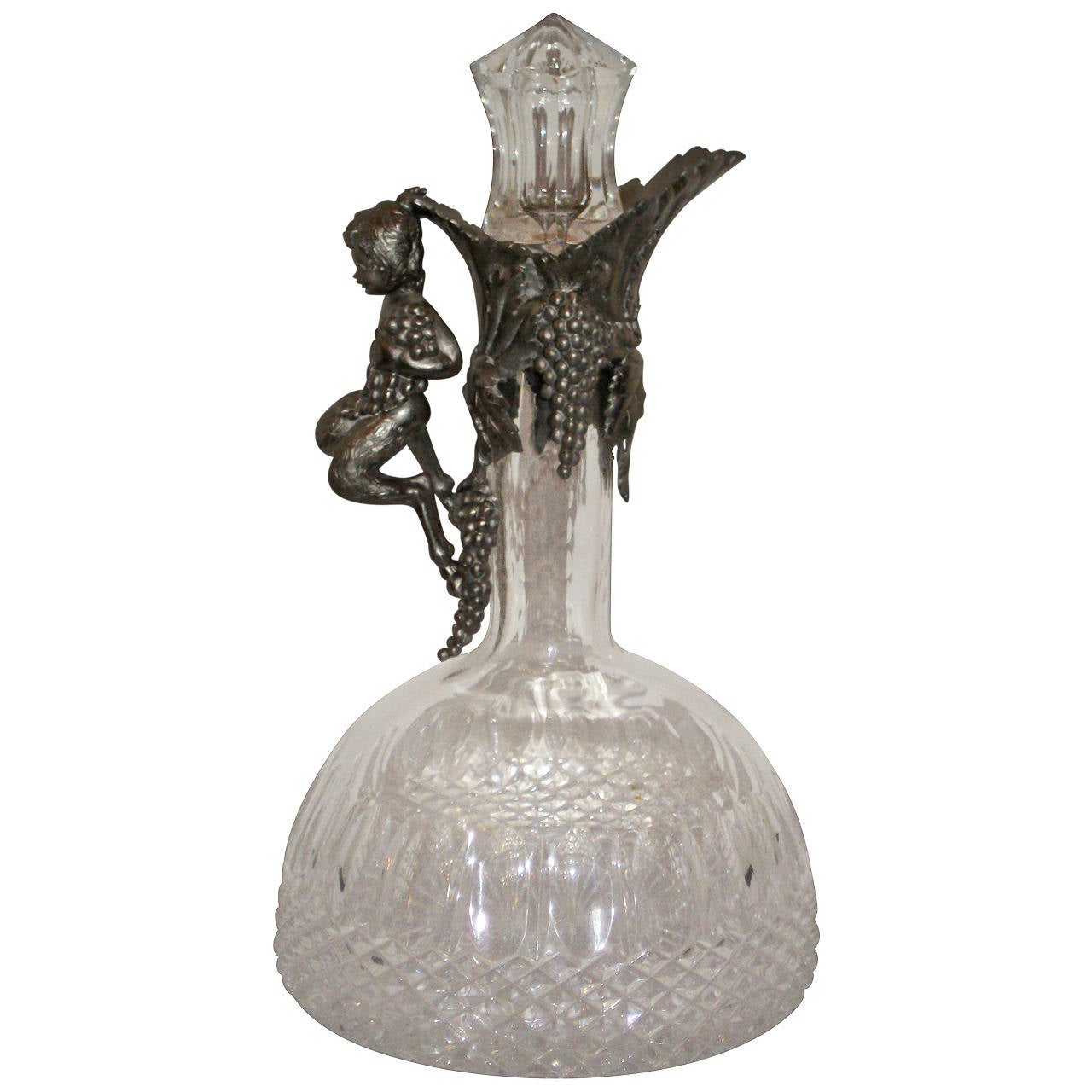 Silver Plate and Crystal Wine Decanter (Claret Jug) at 1stdibs