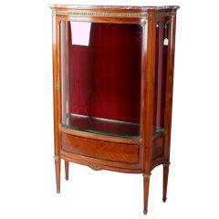 Antique Louis XVI style bronze-mounted mahogany and marble-top curio
