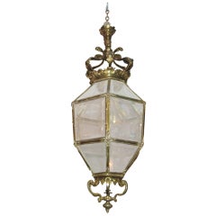French Bronze and Beveled Glass Lantern, Probably Paris, circa 1900