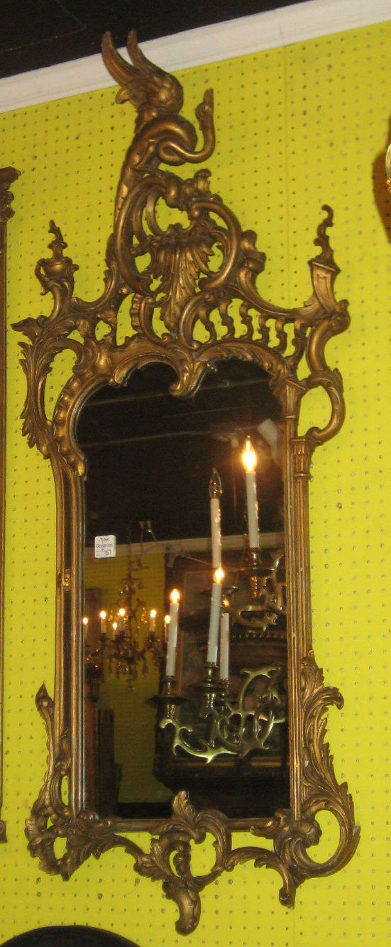 Georgian style carved gilt-wood mirror with Phoenix bird.
