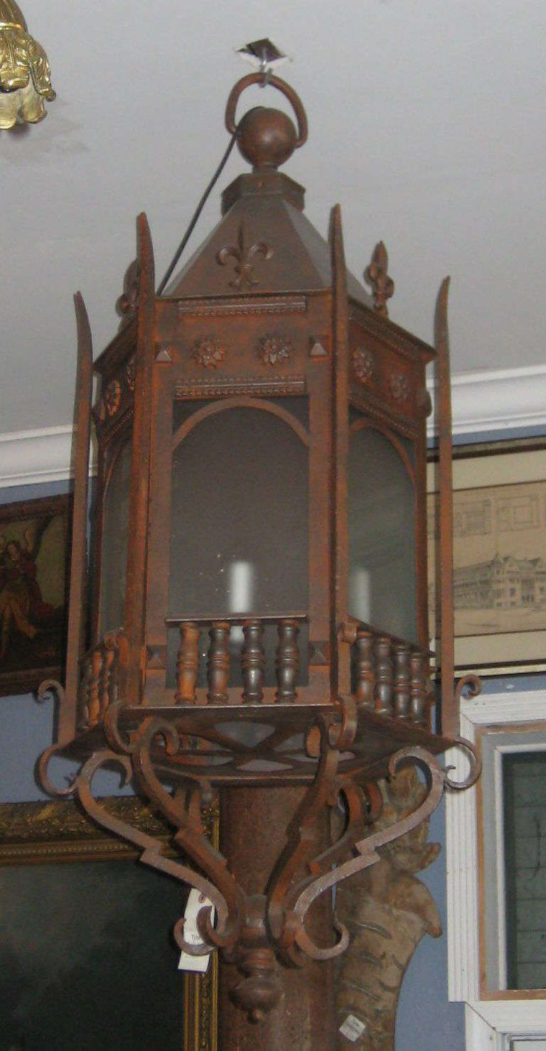 Pair of French Cast Iron Hexagonal Lanterns