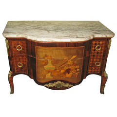 Louis XV Marquetry and Parquetry Inlaid Two-Drawer Commode